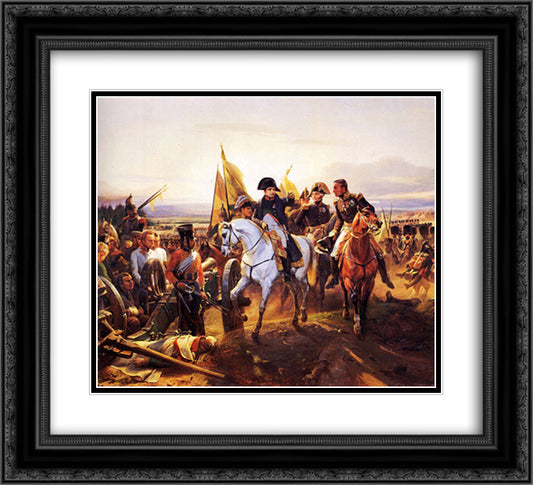 Napoleon at the battle of Friedland 22x20 Black Ornate Wood Framed Art Print Poster with Double Matting by Vernet, Horace