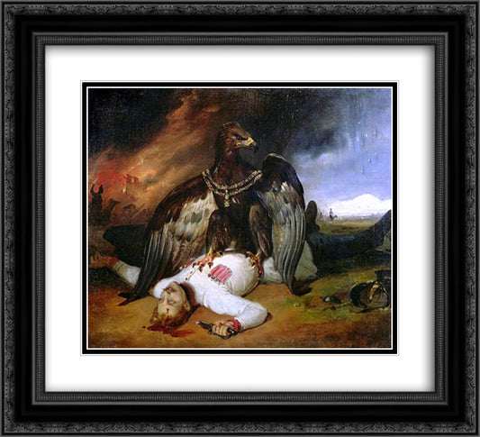 Polish Prometheus 22x20 Black Ornate Wood Framed Art Print Poster with Double Matting by Vernet, Horace