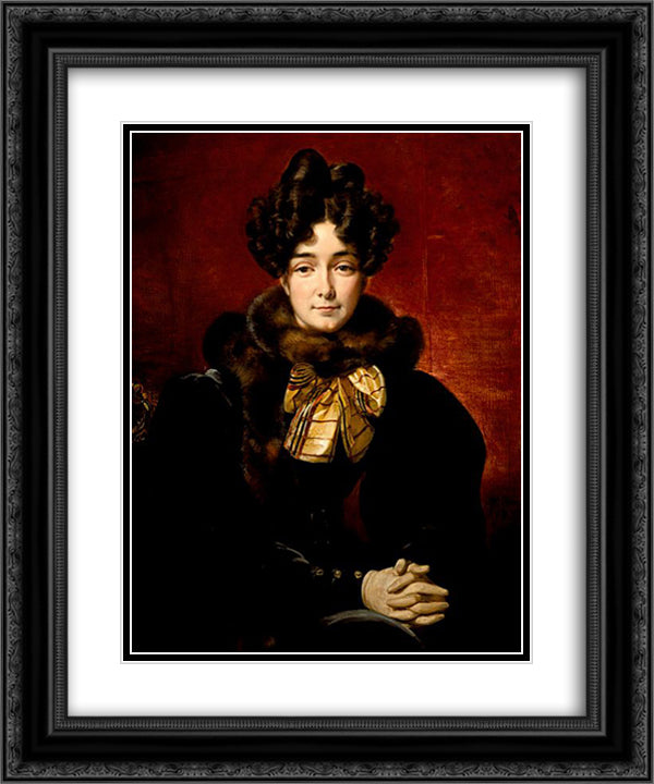 Portrait of a Lady 20x24 Black Ornate Wood Framed Art Print Poster with Double Matting by Vernet, Horace