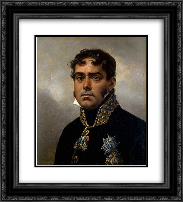 Portrait of General Pablo Morillo 20x22 Black Ornate Wood Framed Art Print Poster with Double Matting by Vernet, Horace