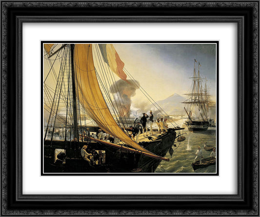 Scene from the Mexican Expedition in 1838 24x20 Black Ornate Wood Framed Art Print Poster with Double Matting by Vernet, Horace