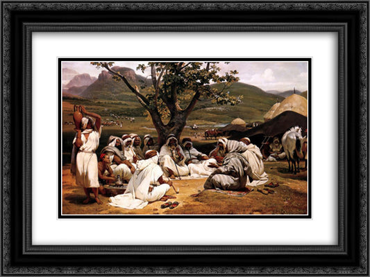 The Arab Tale-Teller 24x18 Black Ornate Wood Framed Art Print Poster with Double Matting by Vernet, Horace