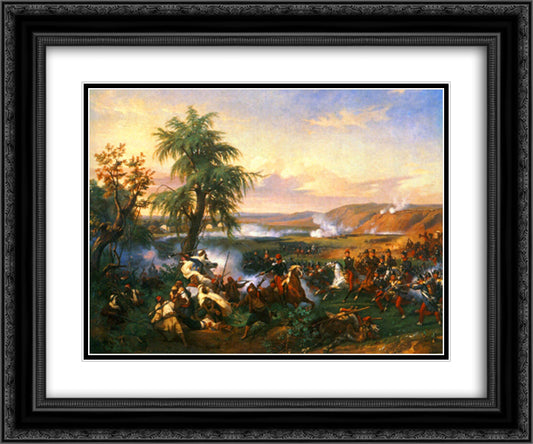 The Battle of Habra, Algeria, December 1835 24x20 Black Ornate Wood Framed Art Print Poster with Double Matting by Vernet, Horace