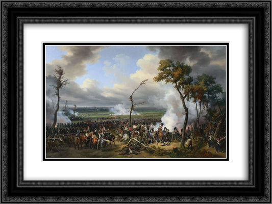 The Battle of Hanau 24x18 Black Ornate Wood Framed Art Print Poster with Double Matting by Vernet, Horace