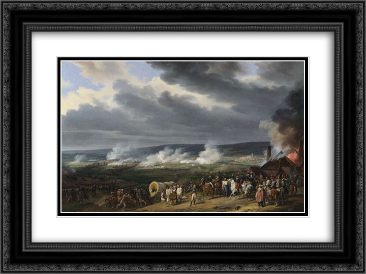 The Battle of Jemappes 24x18 Black Ornate Wood Framed Art Print Poster with Double Matting by Vernet, Horace