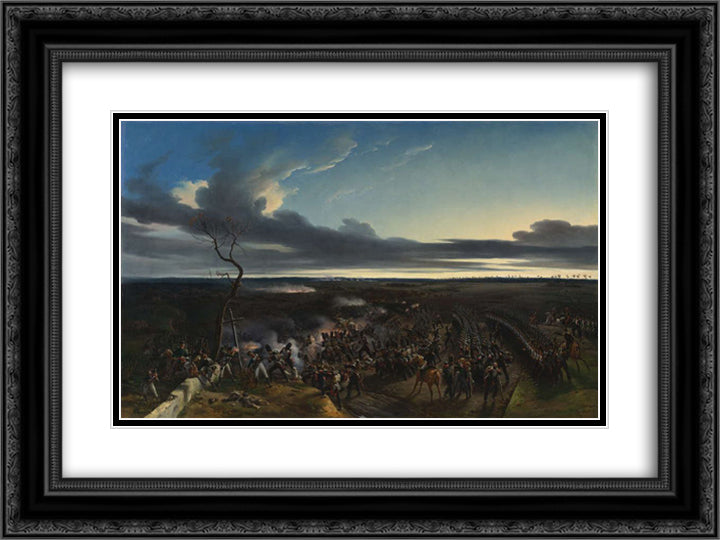 The Battle of Montmirail 24x18 Black Ornate Wood Framed Art Print Poster with Double Matting by Vernet, Horace