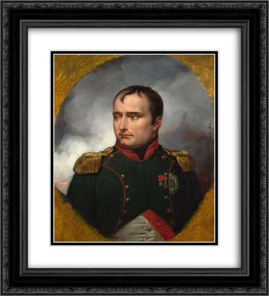 The Emperor Napoleon I 20x22 Black Ornate Wood Framed Art Print Poster with Double Matting by Vernet, Horace