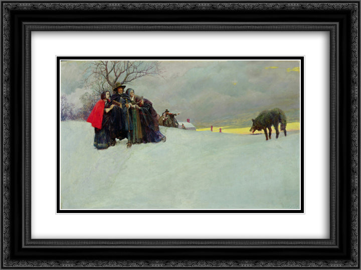 A Wolf Had Not Been Seen at Salem for Thirty Years 24x18 Black Ornate Wood Framed Art Print Poster with Double Matting by Pyle, Howard