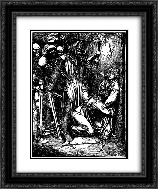 Otto of the Silver Hand 21 20x24 Black Ornate Wood Framed Art Print Poster with Double Matting by Pyle, Howard