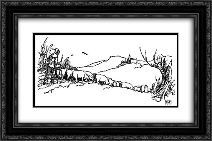 Otto of the Silver Hand 24 24x16 Black Ornate Wood Framed Art Print Poster with Double Matting by Pyle, Howard