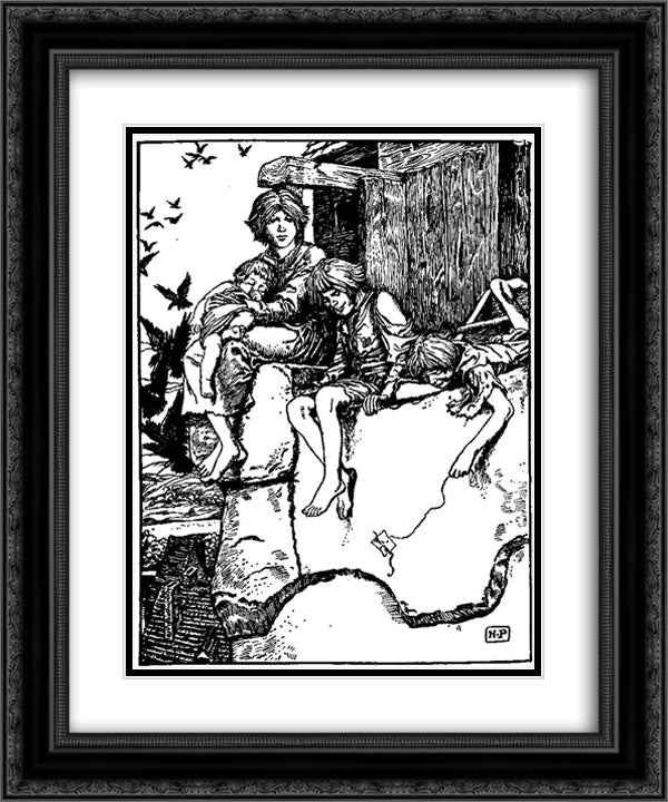 Otto of the Silver Hand 3 20x24 Black Ornate Wood Framed Art Print Poster with Double Matting by Pyle, Howard