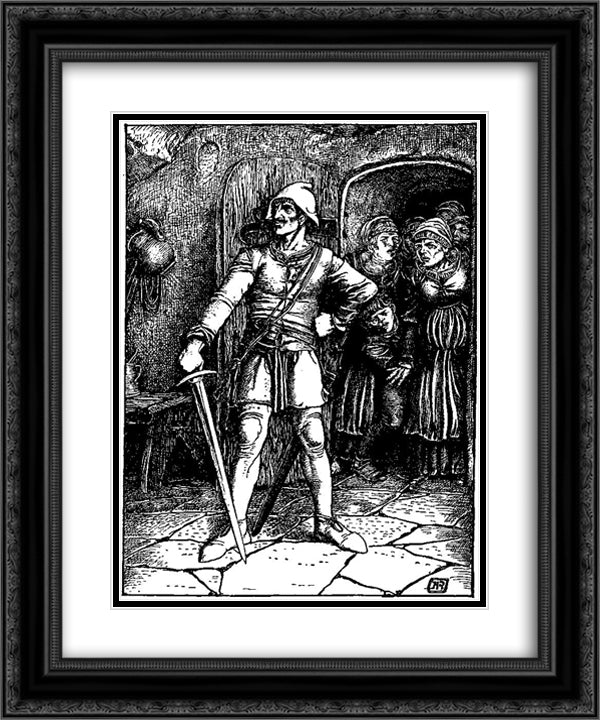 Otto of the Silver Hand 30 20x24 Black Ornate Wood Framed Art Print Poster with Double Matting by Pyle, Howard