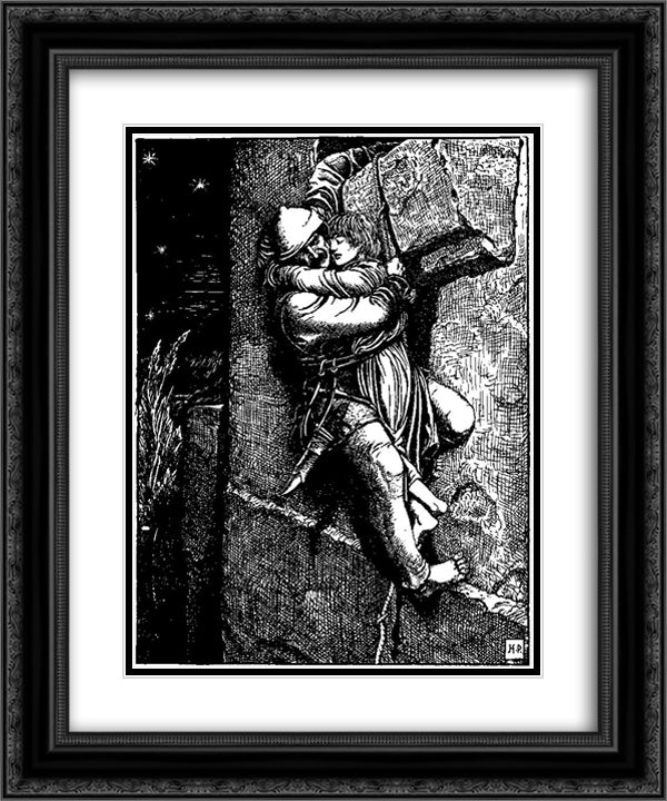 Otto of the Silver Hand 34 20x24 Black Ornate Wood Framed Art Print Poster with Double Matting by Pyle, Howard
