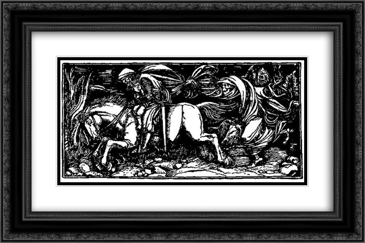 Otto of the Silver Hand 35 24x16 Black Ornate Wood Framed Art Print Poster with Double Matting by Pyle, Howard