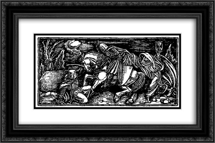 Otto of the Silver Hand 37 24x16 Black Ornate Wood Framed Art Print Poster with Double Matting by Pyle, Howard