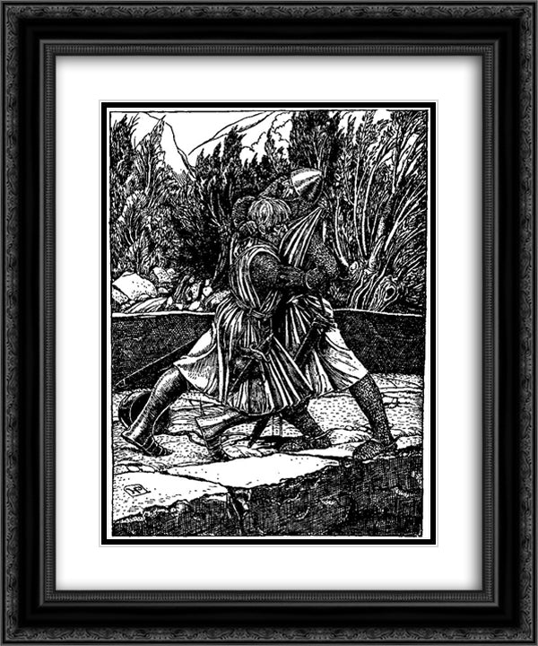 Otto of the Silver Hand 39 20x24 Black Ornate Wood Framed Art Print Poster with Double Matting by Pyle, Howard