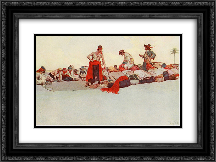 So the Treasure Was Divided 24x18 Black Ornate Wood Framed Art Print Poster with Double Matting by Pyle, Howard
