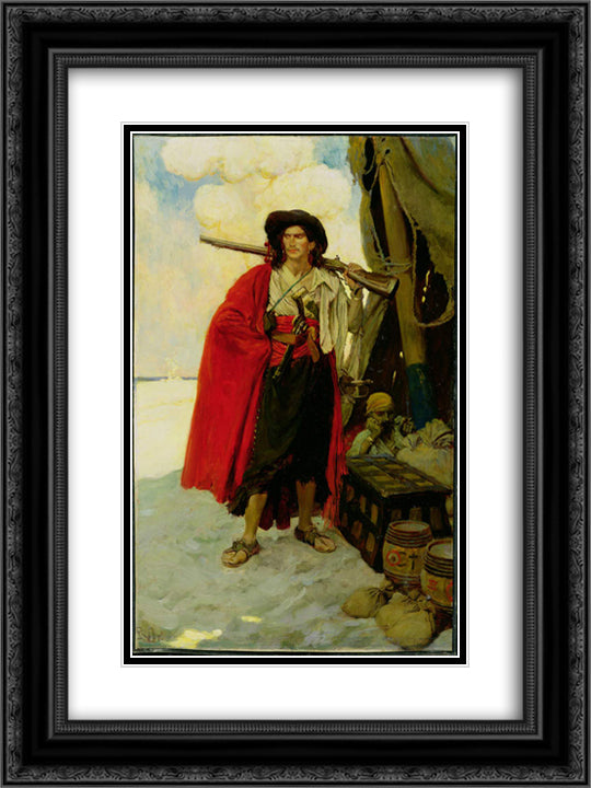 The Buccaneer Was a Picturesque Fellow 18x24 Black Ornate Wood Framed Art Print Poster with Double Matting by Pyle, Howard