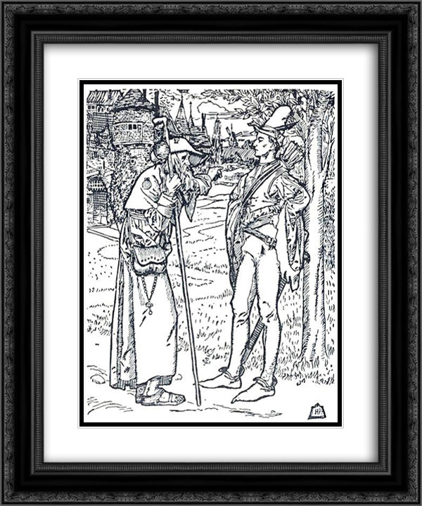 The Merry Adventures of Robin Hood 9 20x24 Black Ornate Wood Framed Art Print Poster with Double Matting by Pyle, Howard