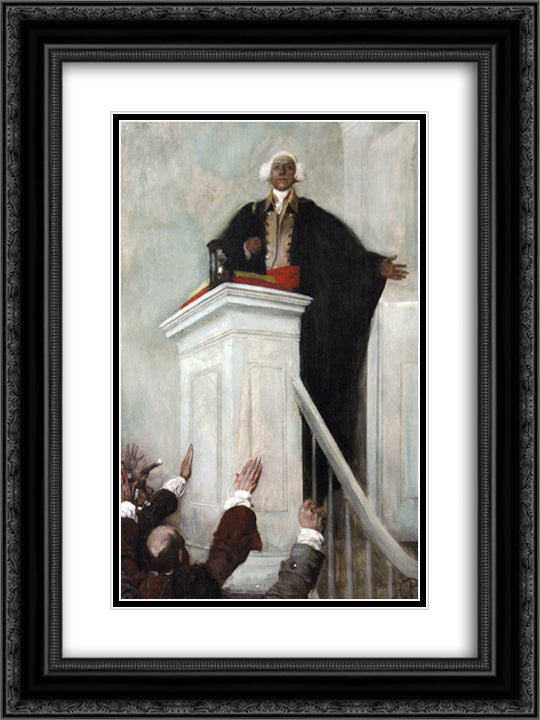 There is a time to fight, and that time has now come 18x24 Black Ornate Wood Framed Art Print Poster with Double Matting by Pyle, Howard