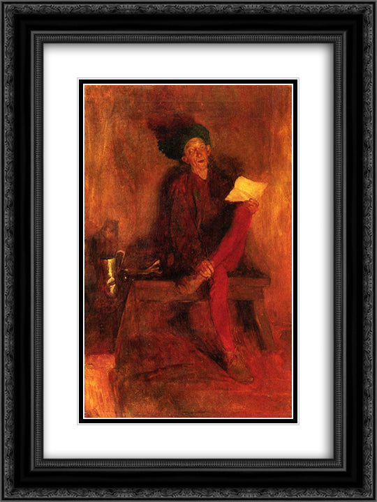 Villon - The Singer Fate Fashioned to Her Liking 18x24 Black Ornate Wood Framed Art Print Poster with Double Matting by Pyle, Howard