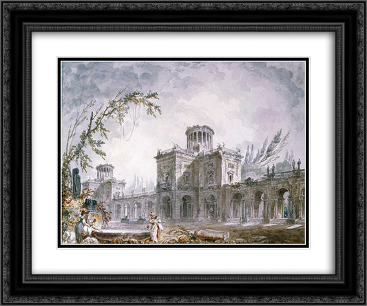 Architectural Fantasy 24x20 Black Ornate Wood Framed Art Print Poster with Double Matting by Robert, Hubert