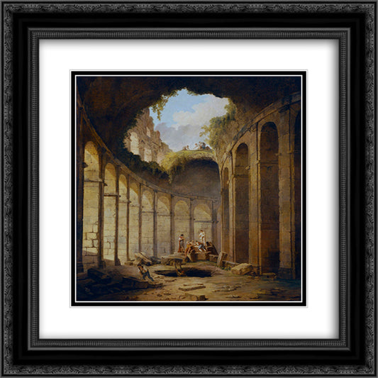 Colosseum, Rome 20x20 Black Ornate Wood Framed Art Print Poster with Double Matting by Robert, Hubert