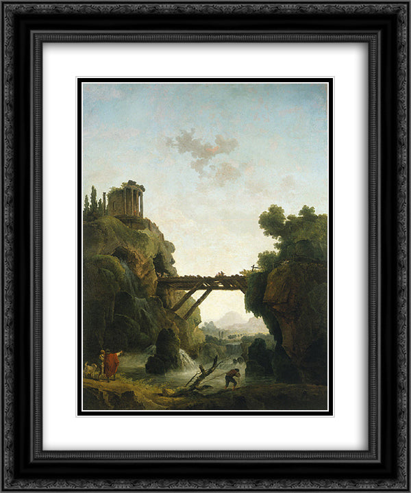 Fantastic View of Tivoli 20x24 Black Ornate Wood Framed Art Print Poster with Double Matting by Robert, Hubert