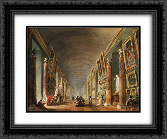 The Grande Galerie 24x20 Black Ornate Wood Framed Art Print Poster with Double Matting by Robert, Hubert