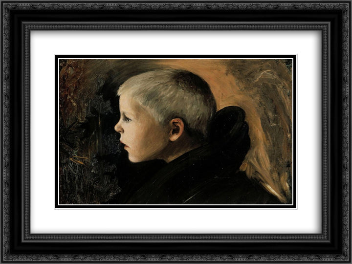 Boy from Sakkijarvi 24x18 Black Ornate Wood Framed Art Print Poster with Double Matting by Simberg, Hugo