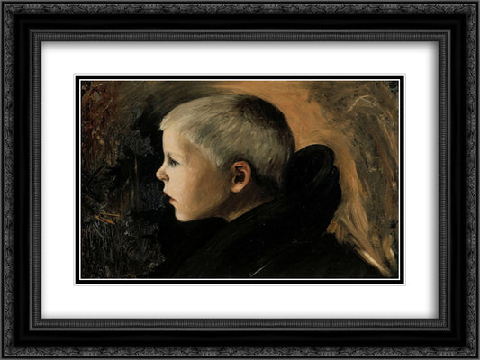 Boy from Sakkijarvi 24x18 Black Ornate Wood Framed Art Print Poster with Double Matting by Simberg, Hugo