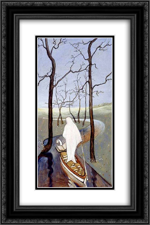 On the Stream of Life 16x24 Black Ornate Wood Framed Art Print Poster with Double Matting by Simberg, Hugo