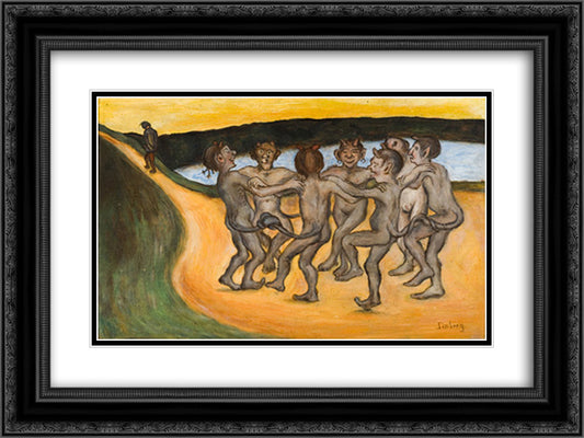 Round Dance 24x18 Black Ornate Wood Framed Art Print Poster with Double Matting by Simberg, Hugo