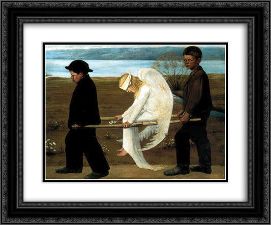 The Wounded Angel 24x20 Black Ornate Wood Framed Art Print Poster with Double Matting by Simberg, Hugo