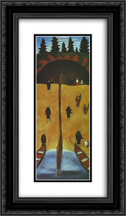 Tuonelan Portilla 14x24 Black Ornate Wood Framed Art Print Poster with Double Matting by Simberg, Hugo