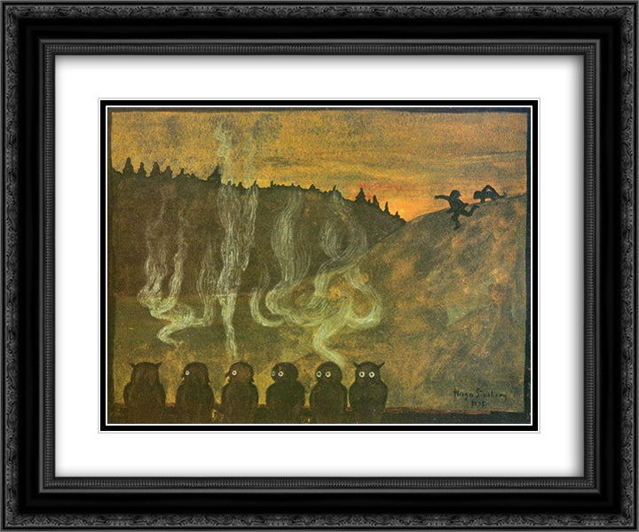 Waiting for Dawn 24x20 Black Ornate Wood Framed Art Print Poster with Double Matting by Simberg, Hugo