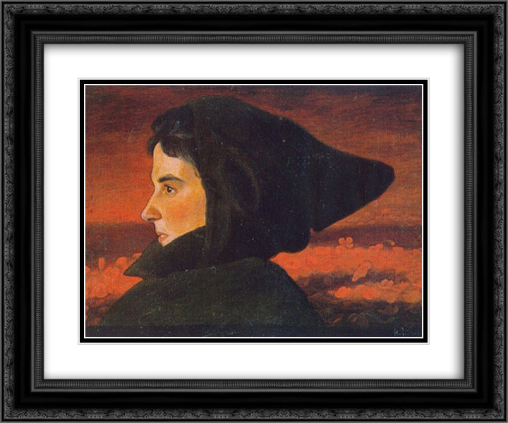 Woman 24x20 Black Ornate Wood Framed Art Print Poster with Double Matting by Simberg, Hugo