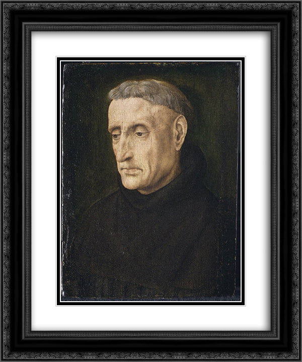Benedictine Monk 20x24 Black Ornate Wood Framed Art Print Poster with Double Matting by van der Goes, Hugo