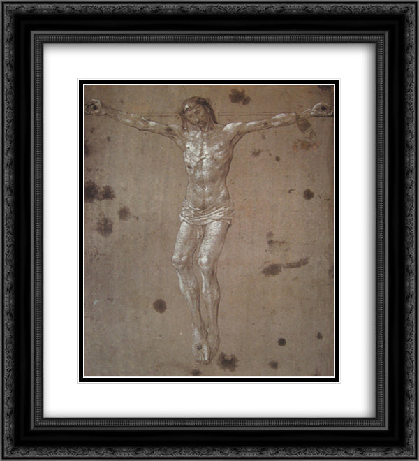 Christ on the cross 20x22 Black Ornate Wood Framed Art Print Poster with Double Matting by van der Goes, Hugo
