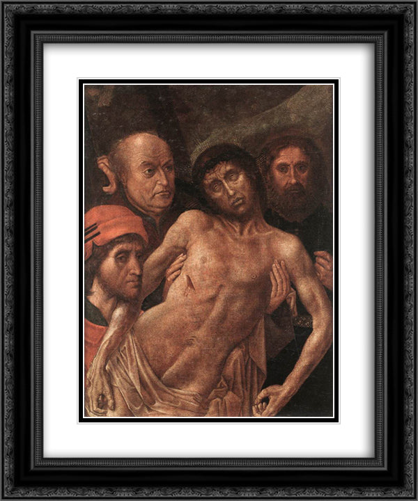 Deposition Diptych (Small Deposition, left wing) 20x24 Black Ornate Wood Framed Art Print Poster with Double Matting by van der Goes, Hugo