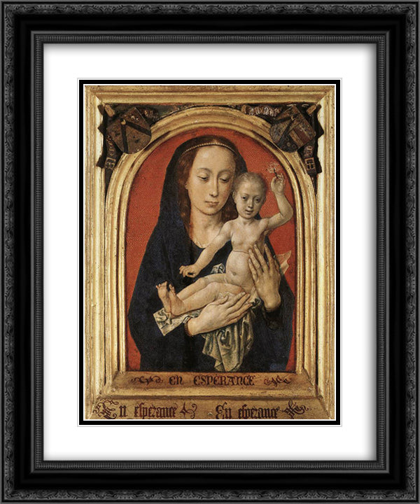 Mary with child 20x24 Black Ornate Wood Framed Art Print Poster with Double Matting by van der Goes, Hugo