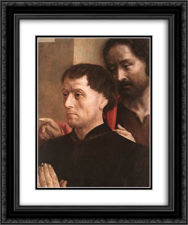 Portrait of a Man of Prayer with St. John the Baptist 20x24 Black Ornate Wood Framed Art Print Poster with Double Matting by van der Goes, Hugo