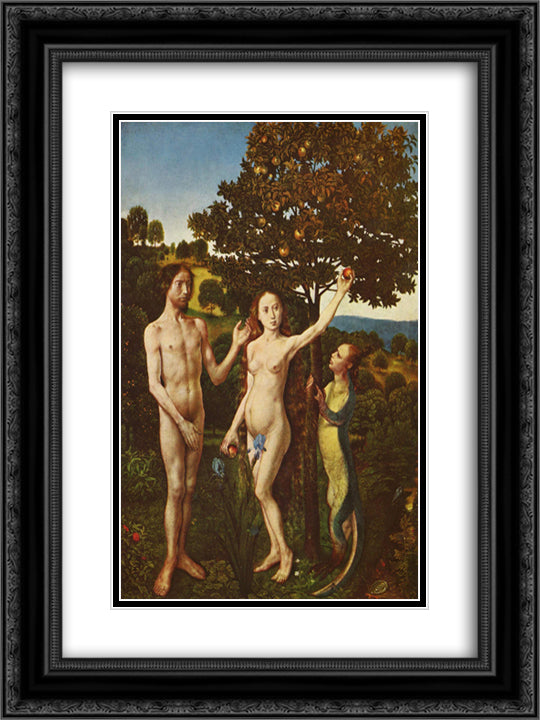 The Fall 18x24 Black Ornate Wood Framed Art Print Poster with Double Matting by van der Goes, Hugo