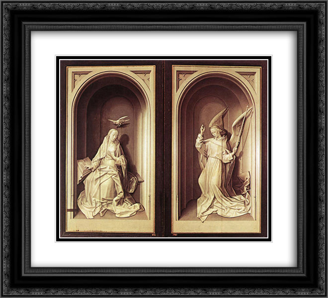 The Portinari Triptych (Close) 22x20 Black Ornate Wood Framed Art Print Poster with Double Matting by van der Goes, Hugo