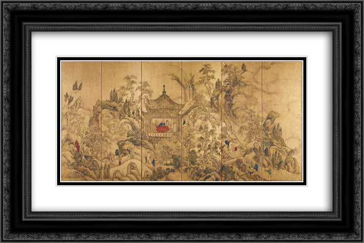 Landscape with Tower 24x16 Black Ornate Wood Framed Art Print Poster with Double Matting by no Taiga, Ike
