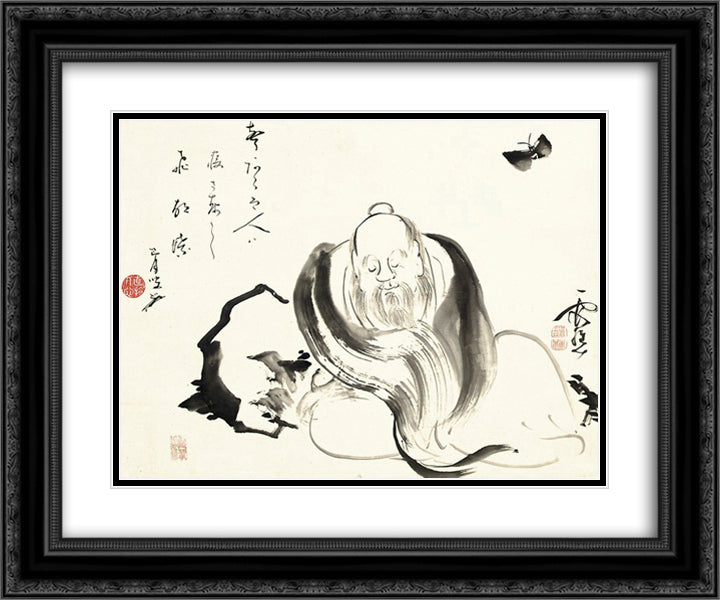 Zhuangzi dreaming of a butterfly (or a butterfly dreaming of Zhuangzi) 24x20 Black Ornate Wood Framed Art Print Poster with Double Matting by no Taiga, Ike
