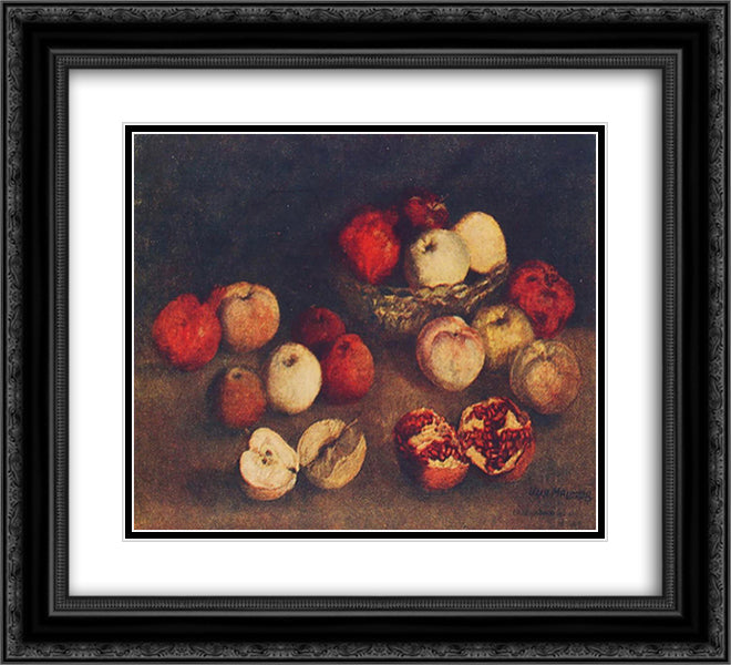 Apples and pomegranates 22x20 Black Ornate Wood Framed Art Print Poster with Double Matting by Mashkov, Ilya