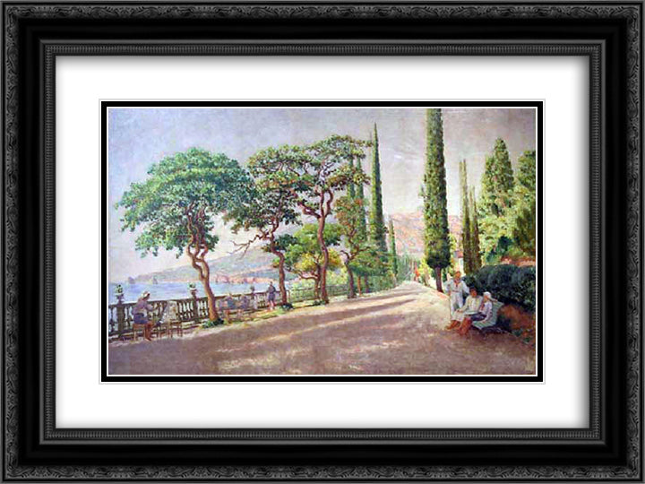 Artek. September morning in Artek 24x18 Black Ornate Wood Framed Art Print Poster with Double Matting by Mashkov, Ilya