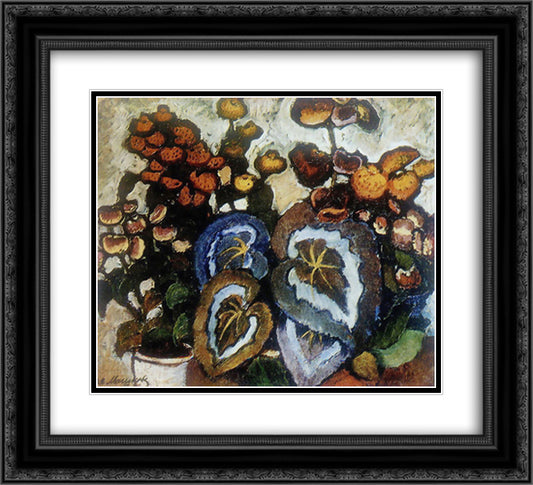 Begonias 22x20 Black Ornate Wood Framed Art Print Poster with Double Matting by Mashkov, Ilya