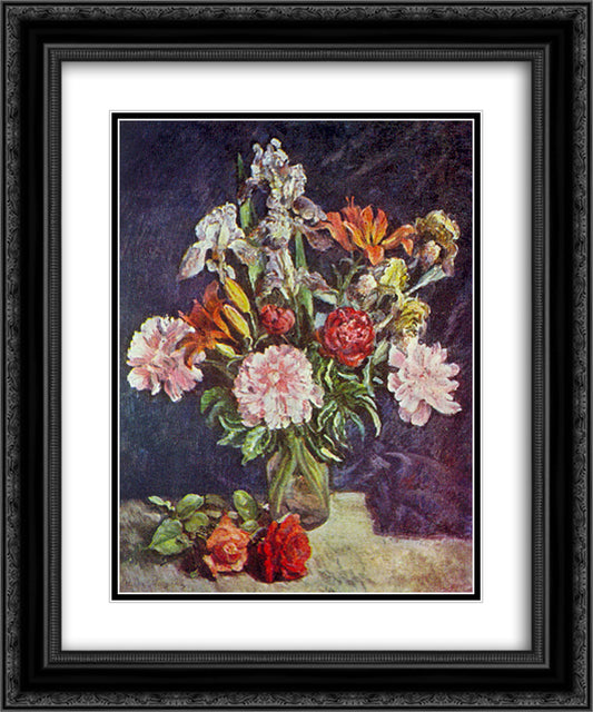 Bouquet of flowers. Peonies, irises, lilies 20x24 Black Ornate Wood Framed Art Print Poster with Double Matting by Mashkov, Ilya